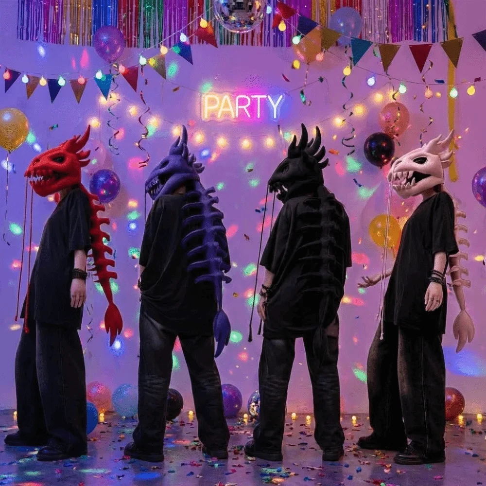 3D Dinosaur Skeleton Mask Headgear Wearable 80/120CM Dinosaur Bone Head Hat Creative Easy To Wear