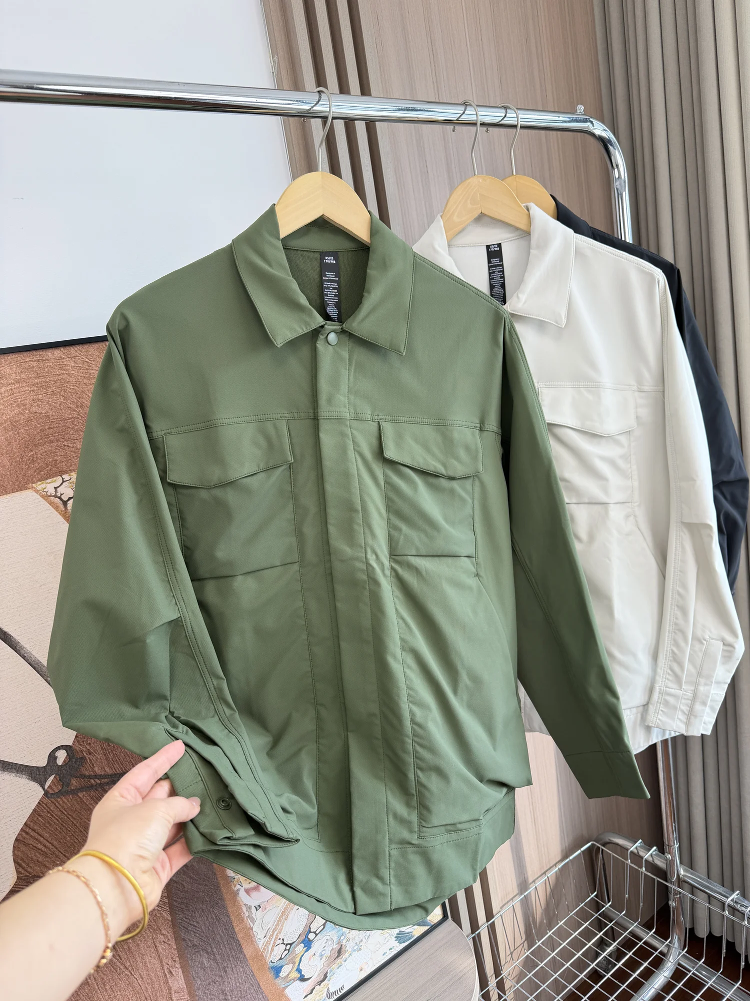  Windproof Comfortable Men's Casual Shirt Coat Spring Summer Elastic Breathable Loose Fit Turn-down Collar Outerwear