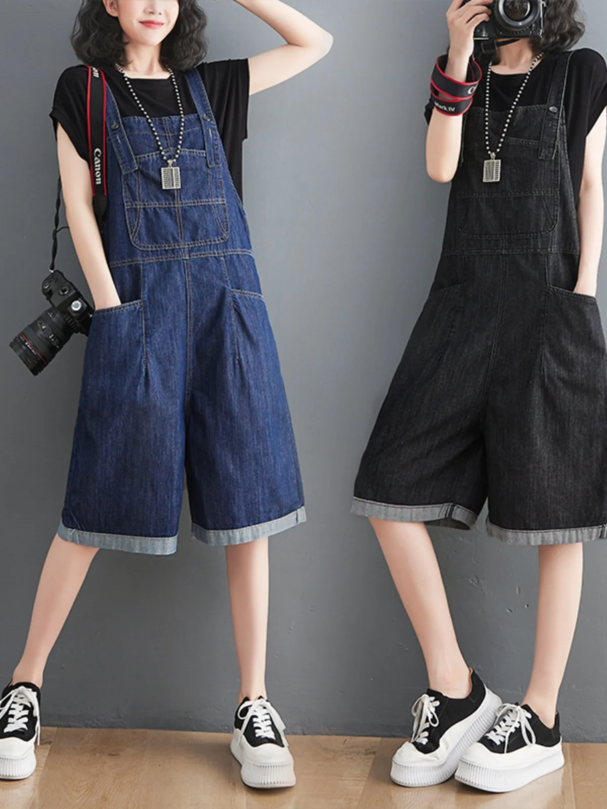 Celana Jeans Wanita Model Wide Leg Slimming, Tipis, Longgar, Lurus, Baru 2023, Ukuran Besar (Plus Size) untuk Wanita Bertubuh Gemuk, Model Lima Perempat