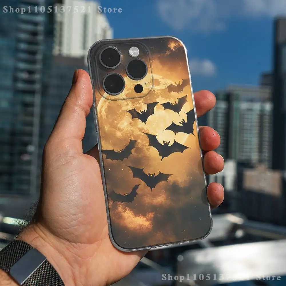 Готический чехол для телефона с летучей мышью вампира для iPhone 17,16,15,14,13,12,11 Pro,Max,Plus,X,XS,XR,SE4,E Mini, прозрачный мягкий чехол