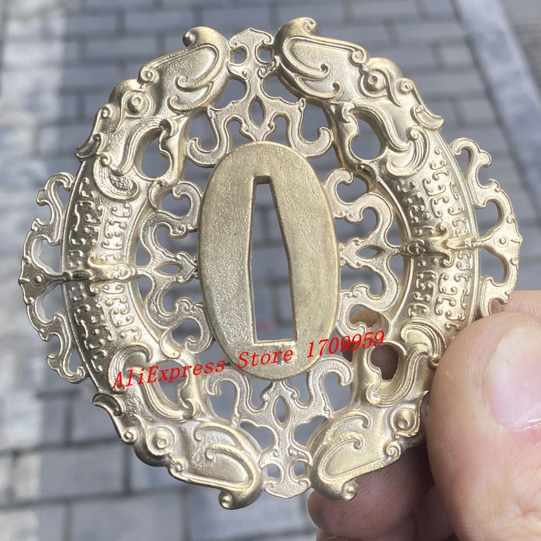 Acessório de guarda de dragão tsuba de cobre oco para katana wakizashi tanto espada samurai japonês handguard acessórios diy ﻿