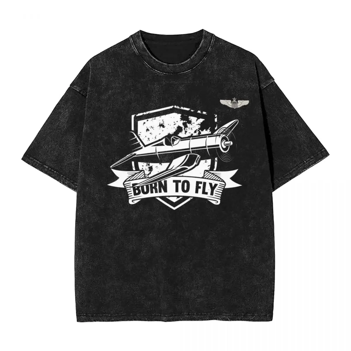 

Born To Fly Flight Pilot woman Men Washed T-Shirt Hot stamping Print Tees,Harajuku Cotton Tshirt Men's Summer Short Sleeve Tees