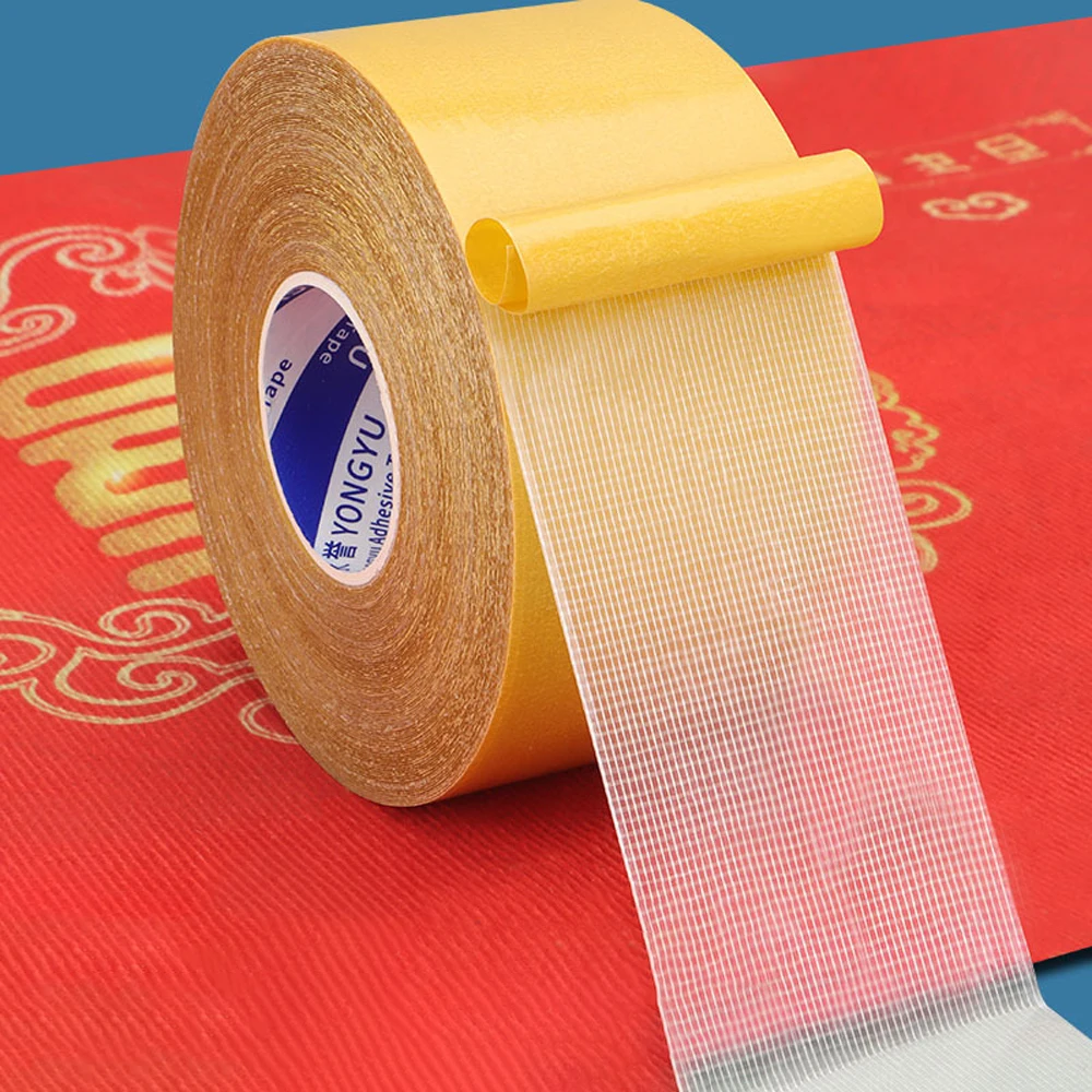 Super Strong Grid Double Sided Cloth Based Tape Translucent Grid Waterproof Heavy Duty Carpet Installation Seamless Waterproof