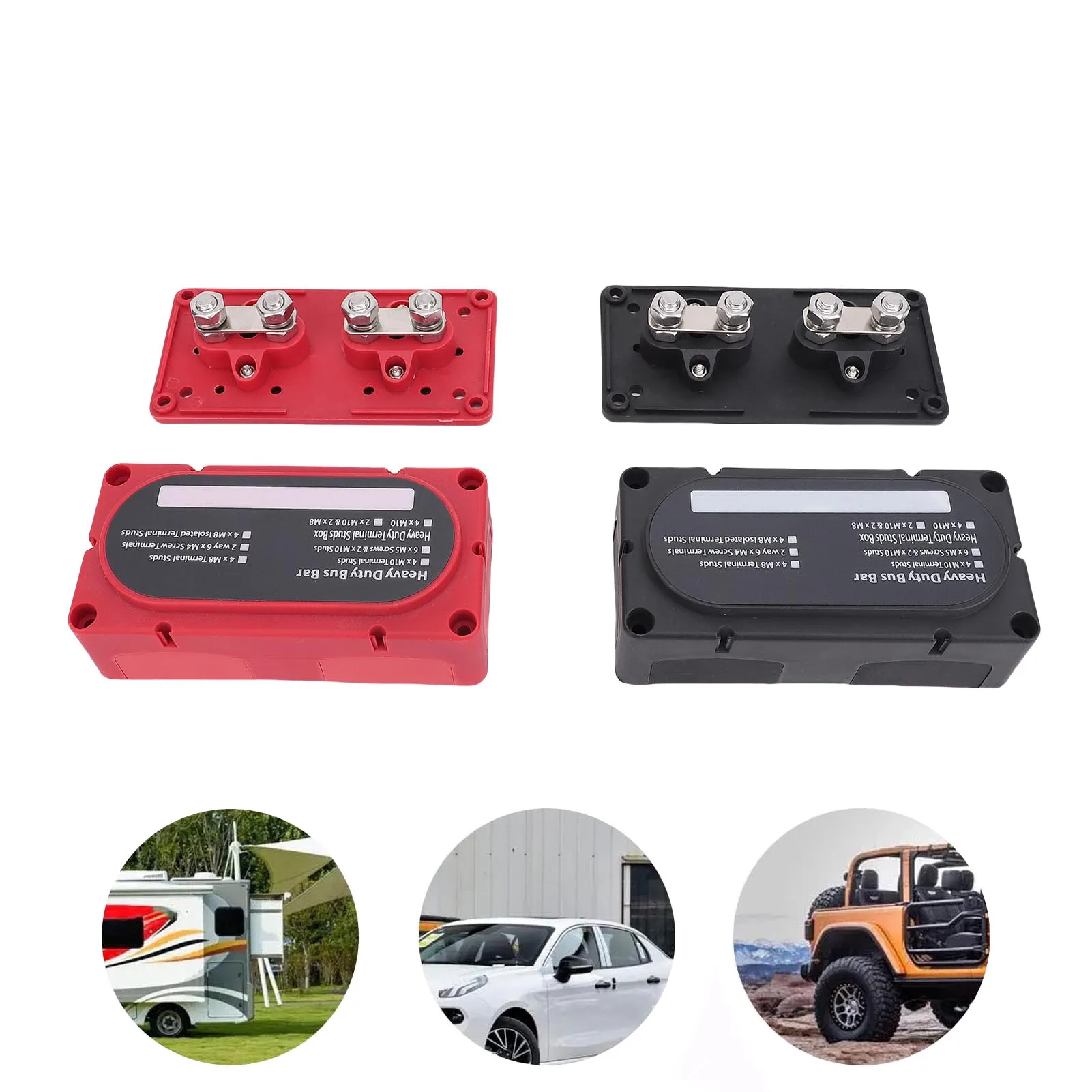 

300A Bus Bar 4 Positions Bus Bar 300A High Current M10 Studs Pure Copper Conductive Power Distribution Block for Car RV Boat
