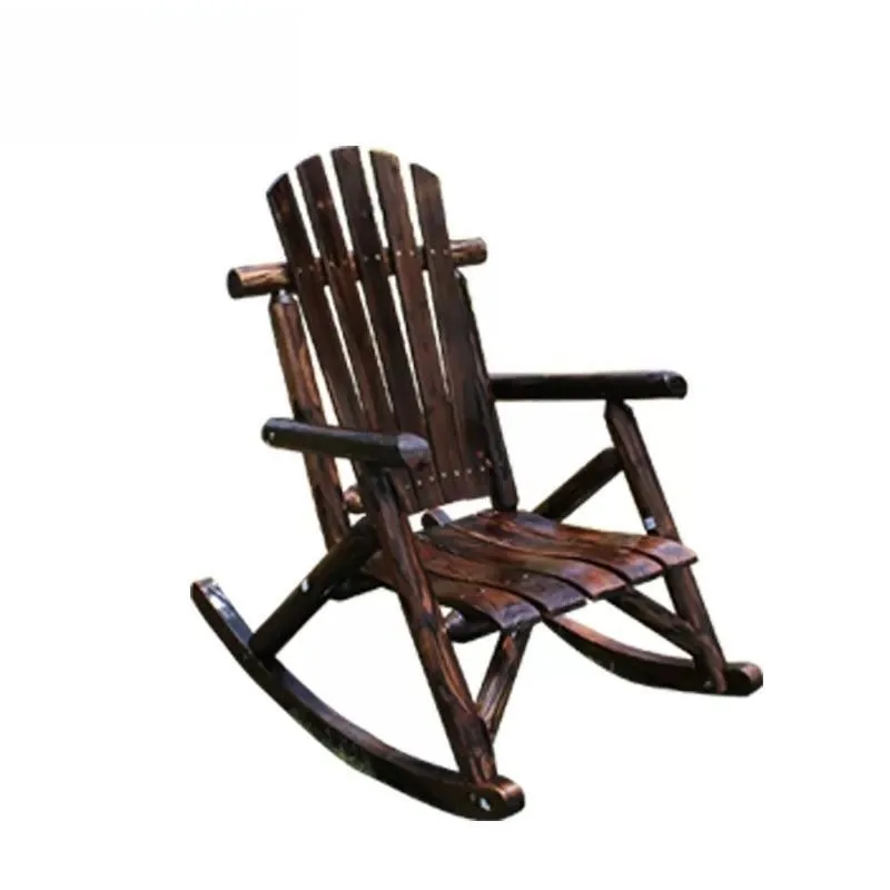 Balcony tables and chairs, solid wood rocking chairs, outdoor leisure backrest chairs, carefree indoor and outdoor courtyard