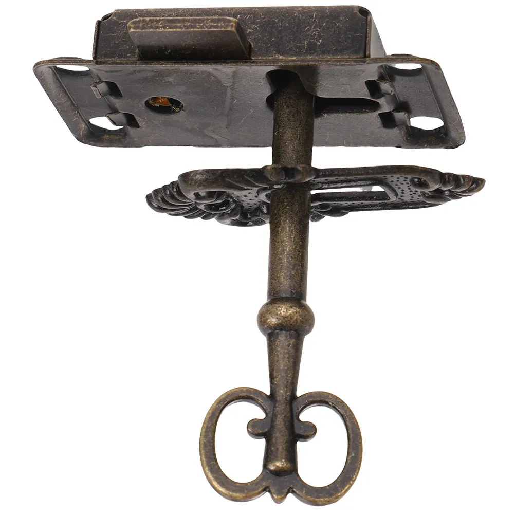 1Set Furniture Lock and Key Set Heavy Duty Iron Zinc Alloy Vintage Cabinet Lock for Jewelry Boxes Cabinets Cupboards