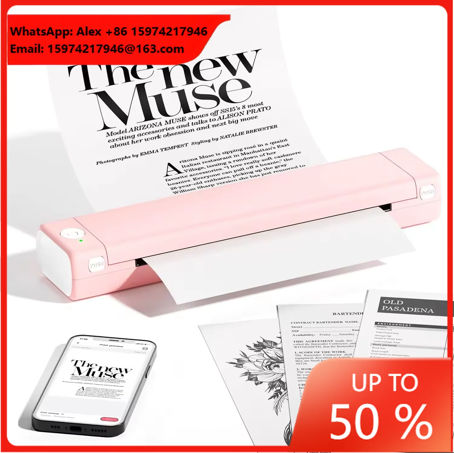 Phomemo M08F A4 Portable Thermal Printer Wireless WIFI A4 Thermal Absorbent Paper Support A4 Thermal Photo Printing