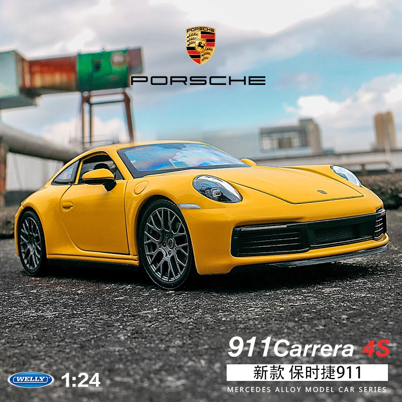 WELLY 1:24 Porsche 911 Carrera 4S Simulator Toy Sports Car Model Car Diecast Alloy Metal Toy Car Childen Gift Collection B75