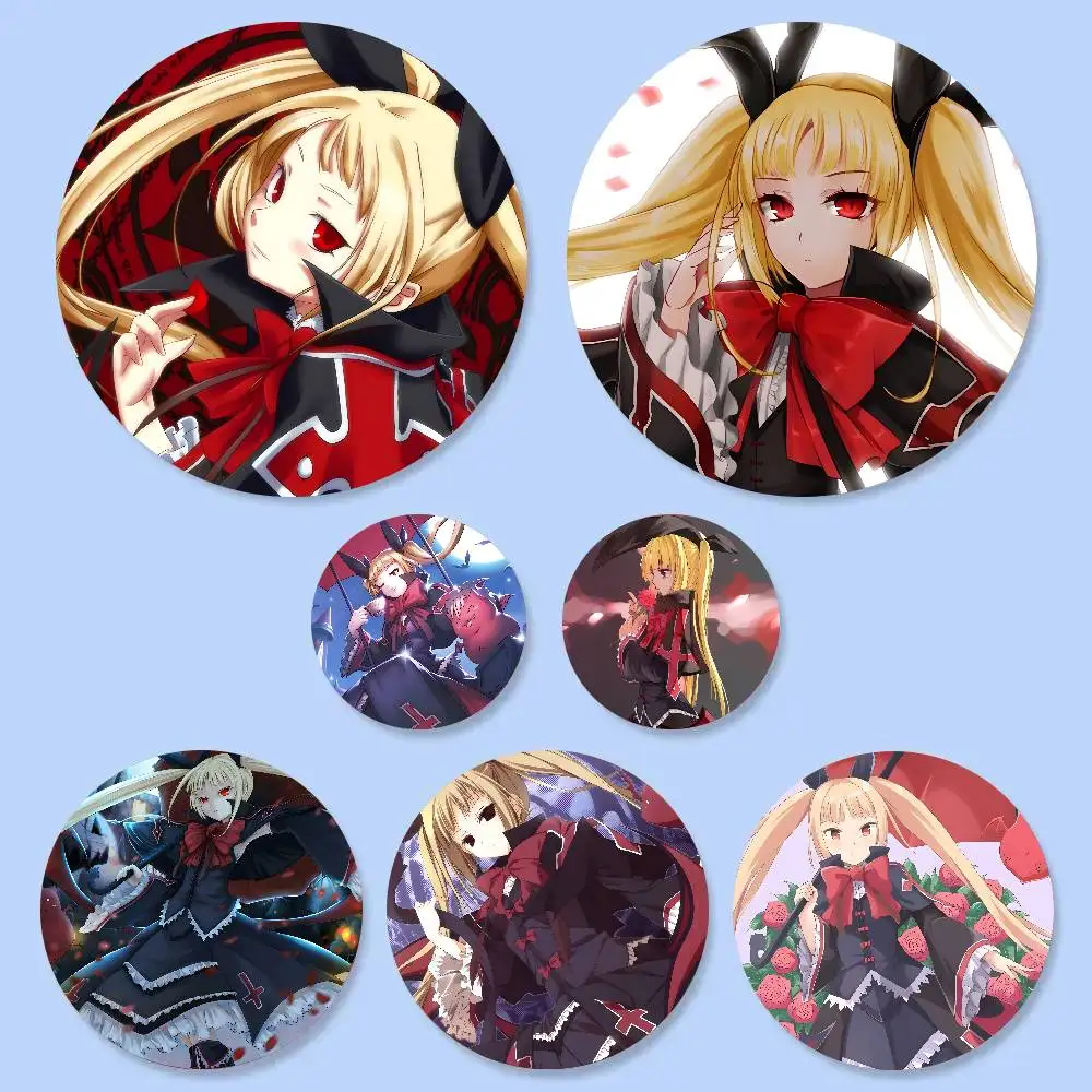 Rachel Alucard Fighting BlazBlue Cross Tag Battle Badge Tinplate Meme Round Brooch For Hat Bag Creative Lapel Jewelry Accessorie