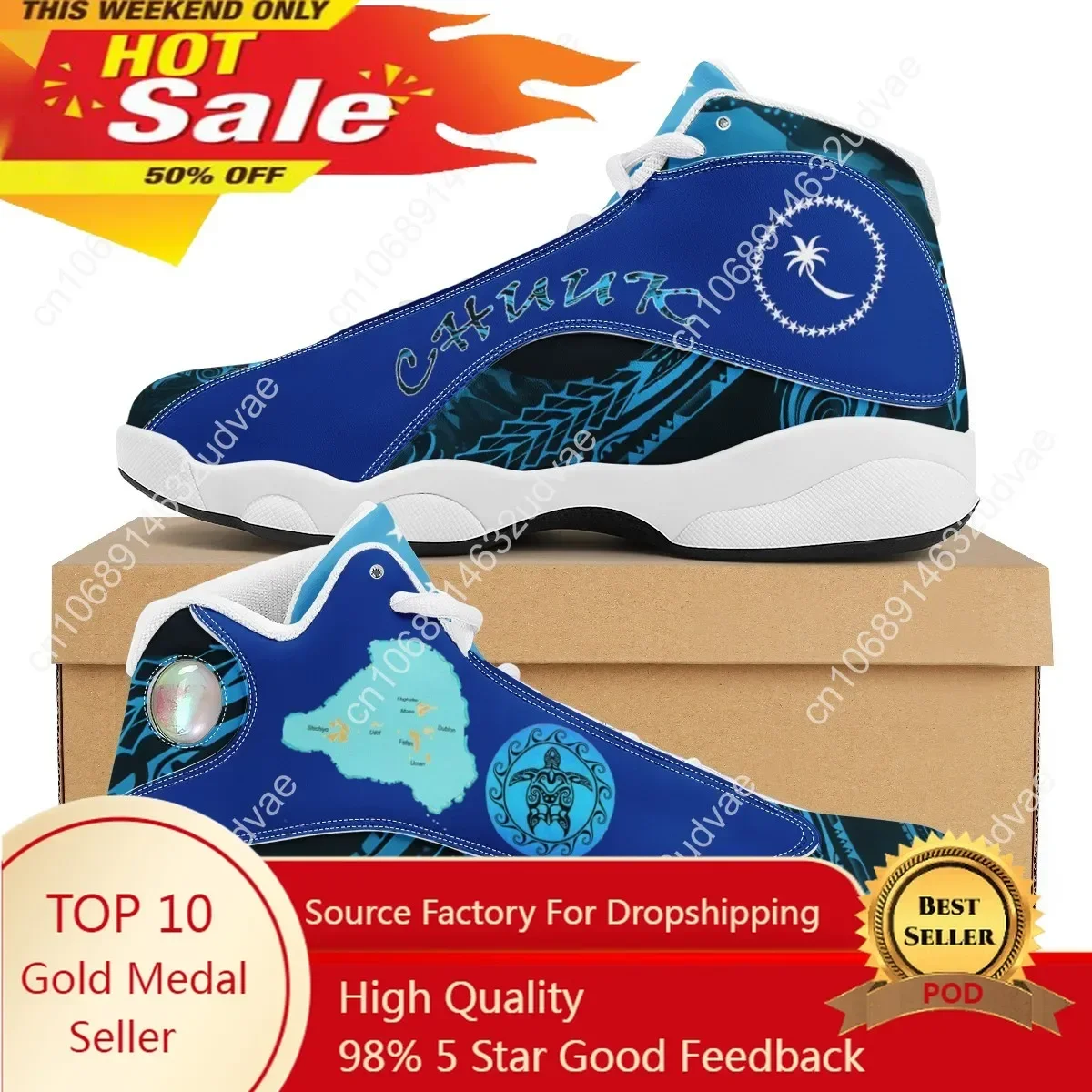 Zapatillas de correr de estilo Tribal para hombre, zapatos deportivos de baloncesto con logotipo de equipo, pelota personalizada, Polinesia azul, novedad de 2021