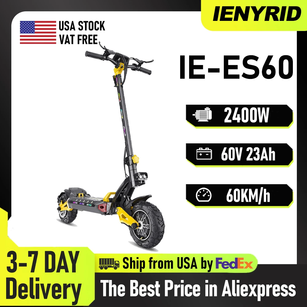 

Электросамокат IENYRID ES60, складной, с двумя двигателями 2*1200 Вт, батареей 60В 23Ач, 11-дюймовыми шинами, максимальная скорость 60 км/ч, запас хода 70 км.