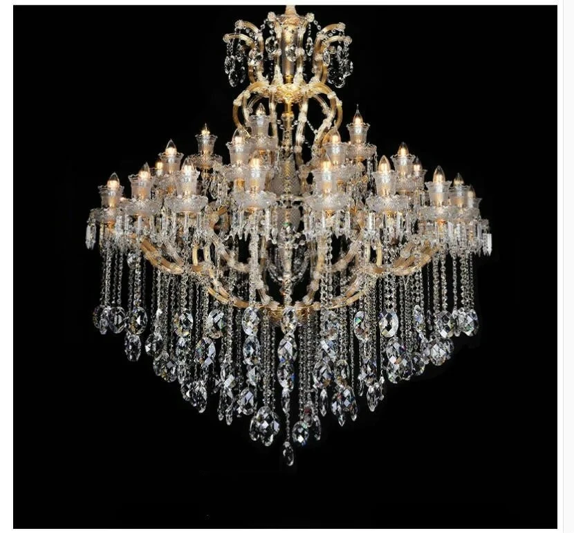 Golden Chrome Color Maria Theresa Crystal Chandeliers Light Crystal Lustre 15arms D85cm H80cm Led Lamp For Lobby Stair Pendants