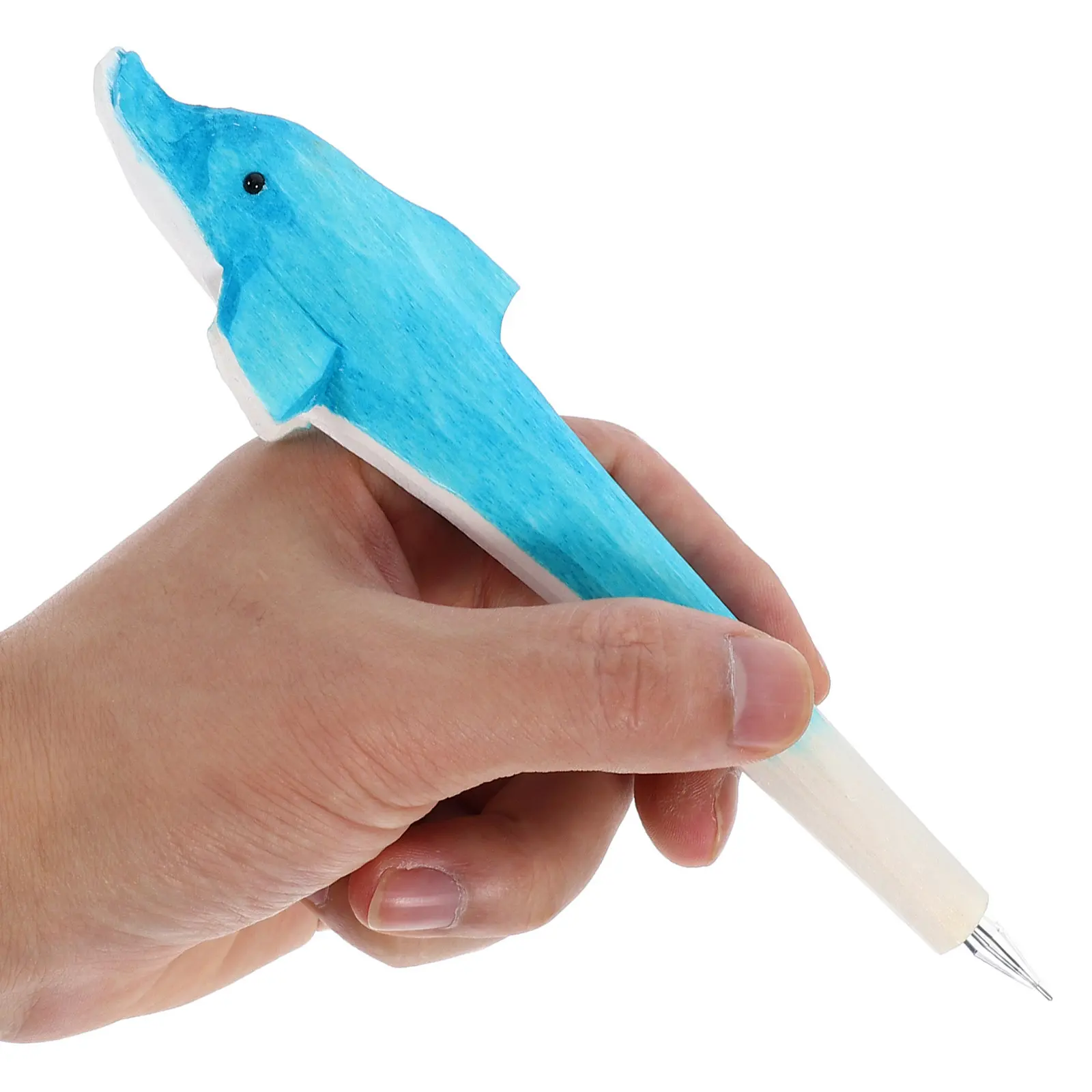 

Hand Carved Wooden Dolphin Pen Cute Animal Shape Smooth Writing Ballpoint Novelty Stationery for Kids Students Office Back to