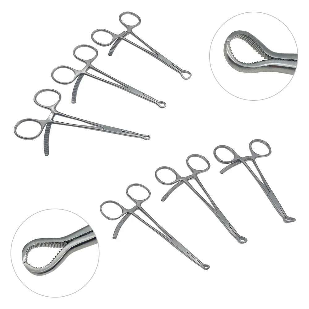 

Small Bone Holding Forceps with Serrated Mini Orthopedic Clamp Veterinary pet Instrument Stainless Steel