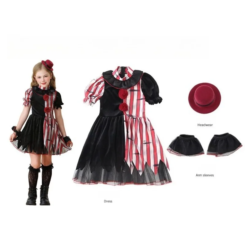 Halloween Cosplay Horror Clown Dresses Kids Scary Clown Night Costume Carnival Theme Party Masquerade Performance Costumes