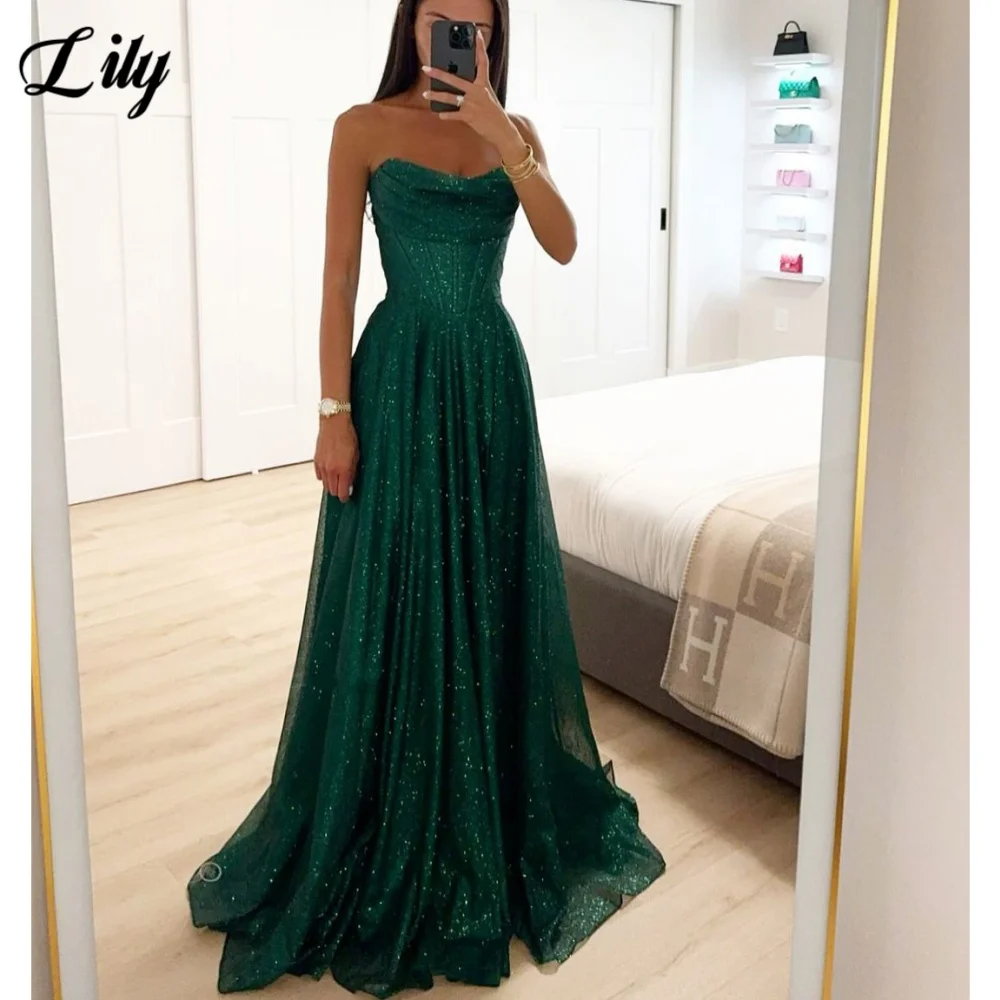 

Lily Green Elegant Prom Dresses Glitter Sequins Evening Party Dress Sweetheart Backless Celebrity Dress robes du soir Customized