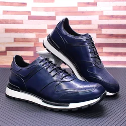 Men's Casual Leather Shoes Comfortable Non-slip Sneakers Breathable Lace-up Men's Shoes Wedding High-end Dating Men's Shoes