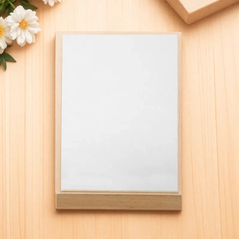

Sign Display Stand A5 Upright Transparent Acrylic Wood Menu Holder Lightweight Stable Base Retail Stores Supermarkets