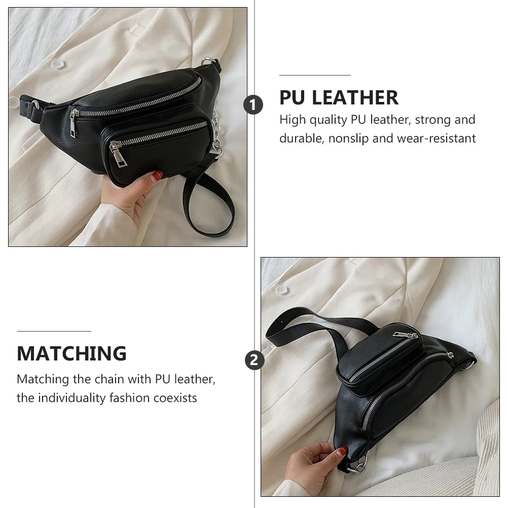 

PU Women Waist Bag Multipurpose Crossbody Shoulder Sling Pocket Exquisite Workmanship Adjustable Strap Large Capacity