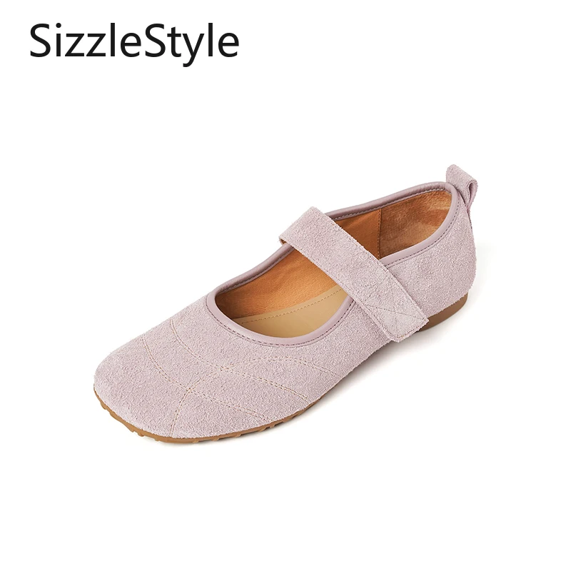 

Модные женские туфли из натуральной кожи с простым квадратным носком и цельным ремешком на липучке, удобные туфли Мэри Джейн на плоской подошве