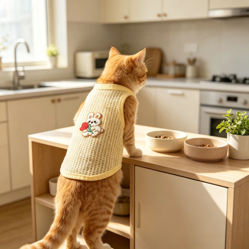 Sommer Waffelstrick Hundeweste Ärmelloses Trägertop Atmungsaktives Haustier-Outfit für Kleine Hunde und Katzen