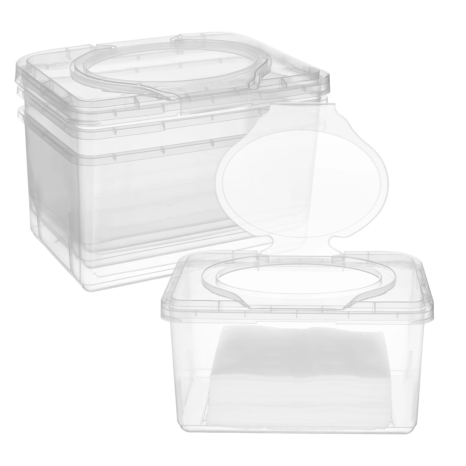 

3pcs Baby Wipes Box Plastic Container Transparent Dispenser PP Tissue Storage Lid Modern Bathroom Organization