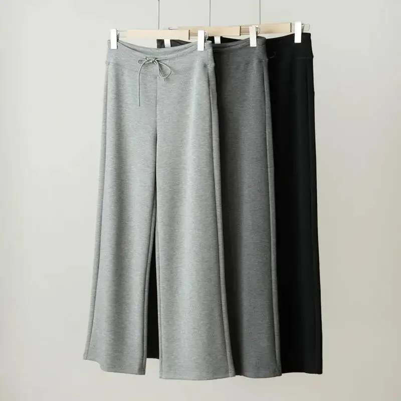 

Spring Summer Women Straight Wide Leg Pants,Drawstring Elastic Waist Anti Wrinkle Stretch Casual Air Pants