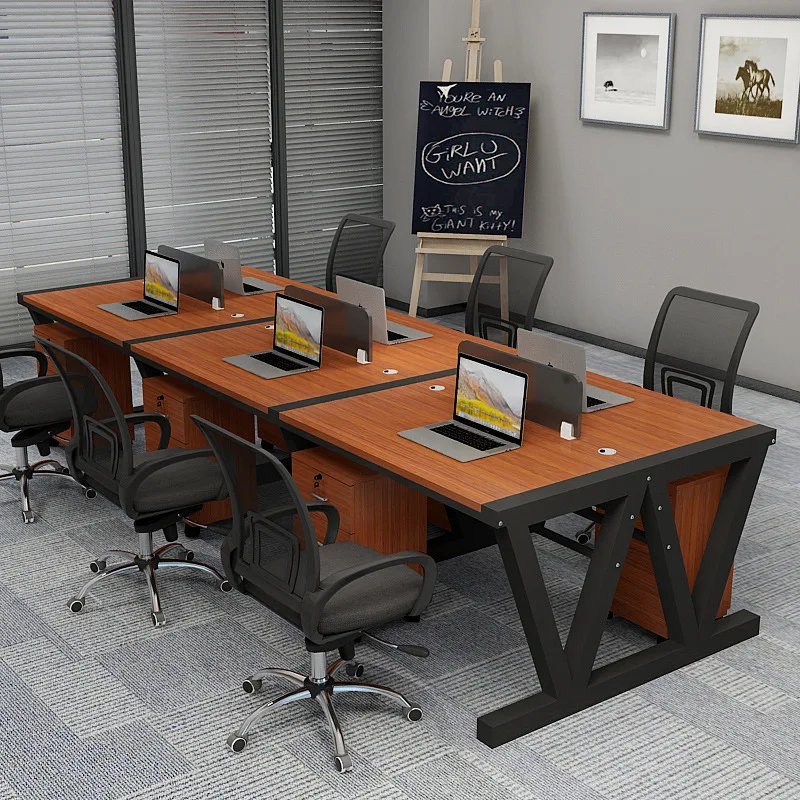 Simple Modern Clerk Office Computer Desk Multi-person Screen Office Desk with Storage Cabinet