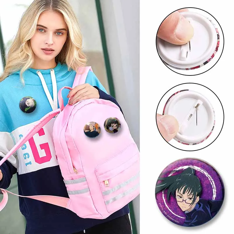 Yuji Itadori Nobara Cartoon Cosplay Badge Satoru Gojo Geto Button Brooches on Bag Jacket Hat Accessories Jewelry Pins XMAS Gifts