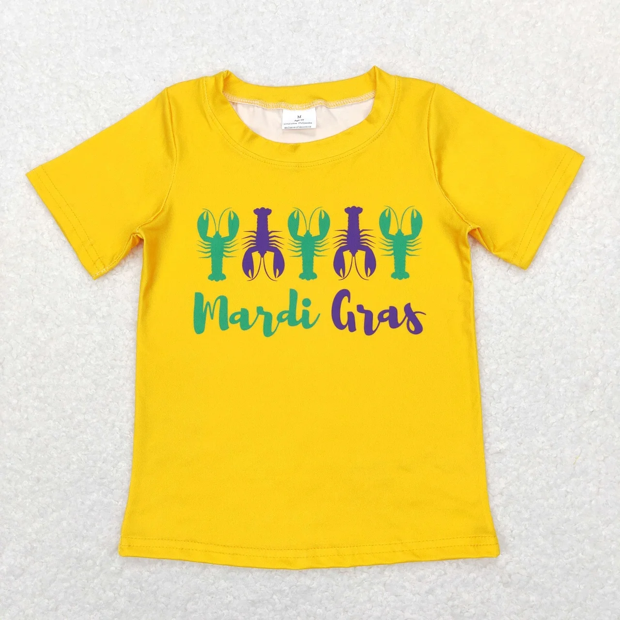 Wholesale Baby Boy Mardi Gras T-shirt Children Kids Short Sleeves Crawfish Shirt Tops Toddler One Piece Clothing