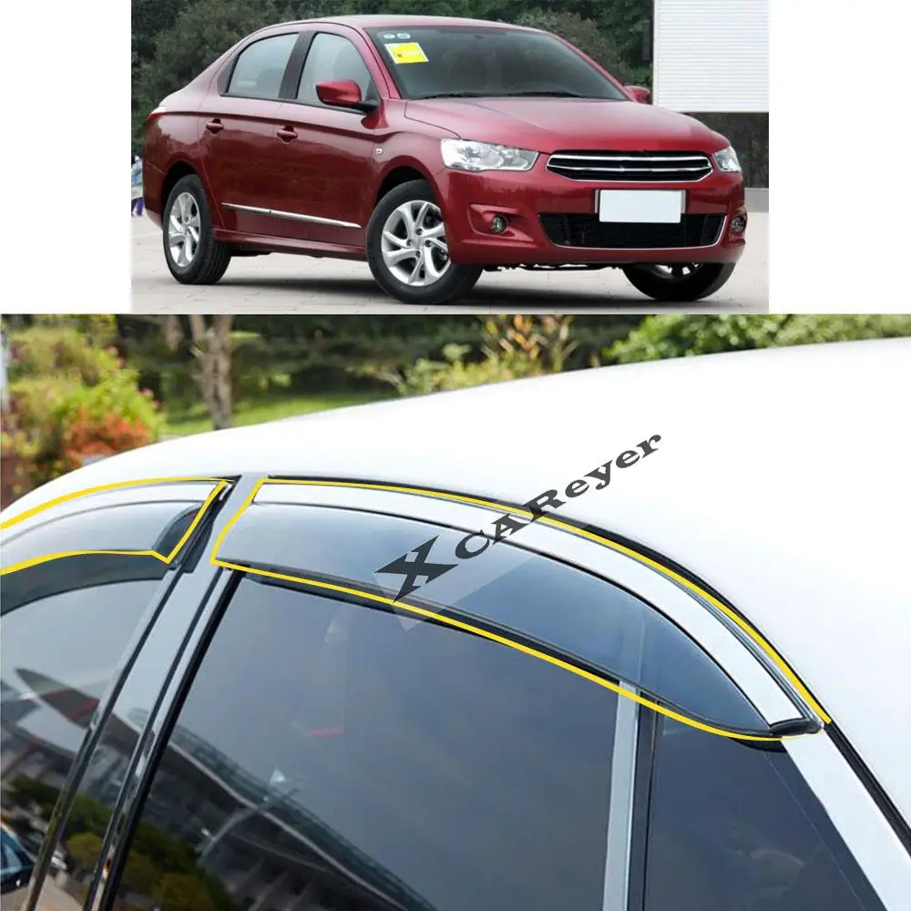 For Citroen E-elysee 2014 2015 2016 2017 2018 2019 2020 Car Sticker Plastic Window Glass Wind Visor Rain/Sun Guard Vent Parts