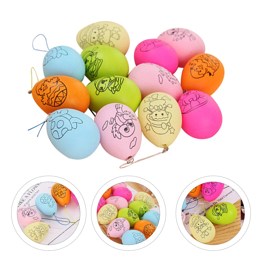 24pcs diy Plastic Easter Eggs For Kids Painting Diy Crafts Easter Egg Ornaments Hand-Painted Simulation Pendant Decor