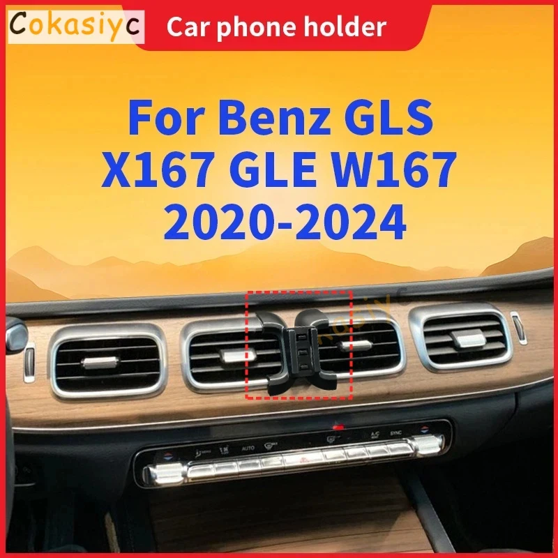 Suporte para Telefone de Carro para Mercedes Benz GLS X167 2020-2024 e GLE W167 2020-2024, Base de Carregamento Sem Fio, Acessórios para Automóveis