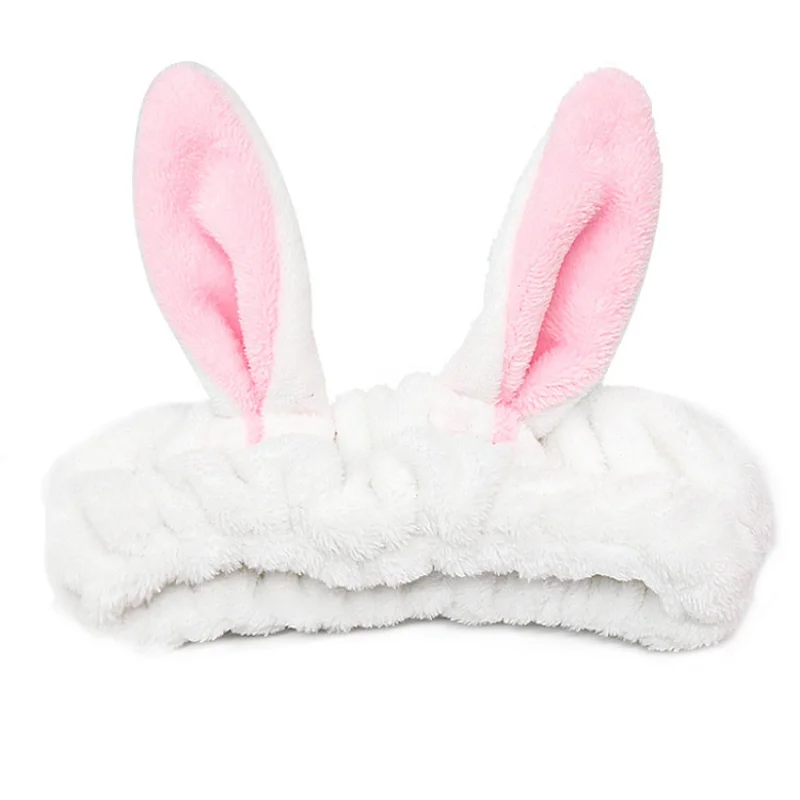 Cute Red Horns Elastic Hairbands for Women Wash Face Sport Soft Plush Rabbit Ears Headband Women Gift Hair Accessories