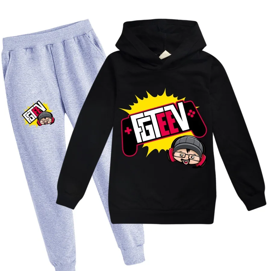 Children Clothing Set Fall Kids Hooded Set Fgteev Boys Casual Sports Pants 2pcs Cartoon Hoodies For Teens Fashion Suit Tracksuit