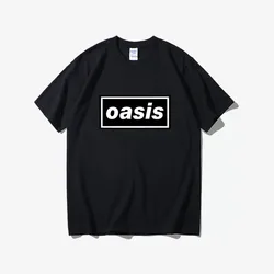 2020 Oasis Logo Casual T Shirt Men's Summer Black 100% Cotton Short Sleeves O-Neck Tee Shirts Tops Tee Unisex