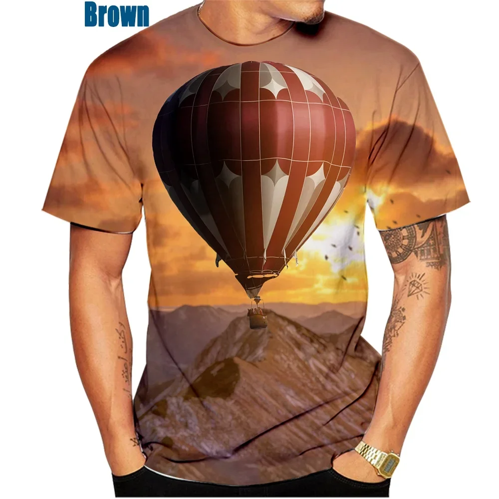 Hot Air Balloon 3d Printed Fun T-shirt Summer Men and Woman 3d Casual T-shirt Breathable and Comfortable Soft T-shirt