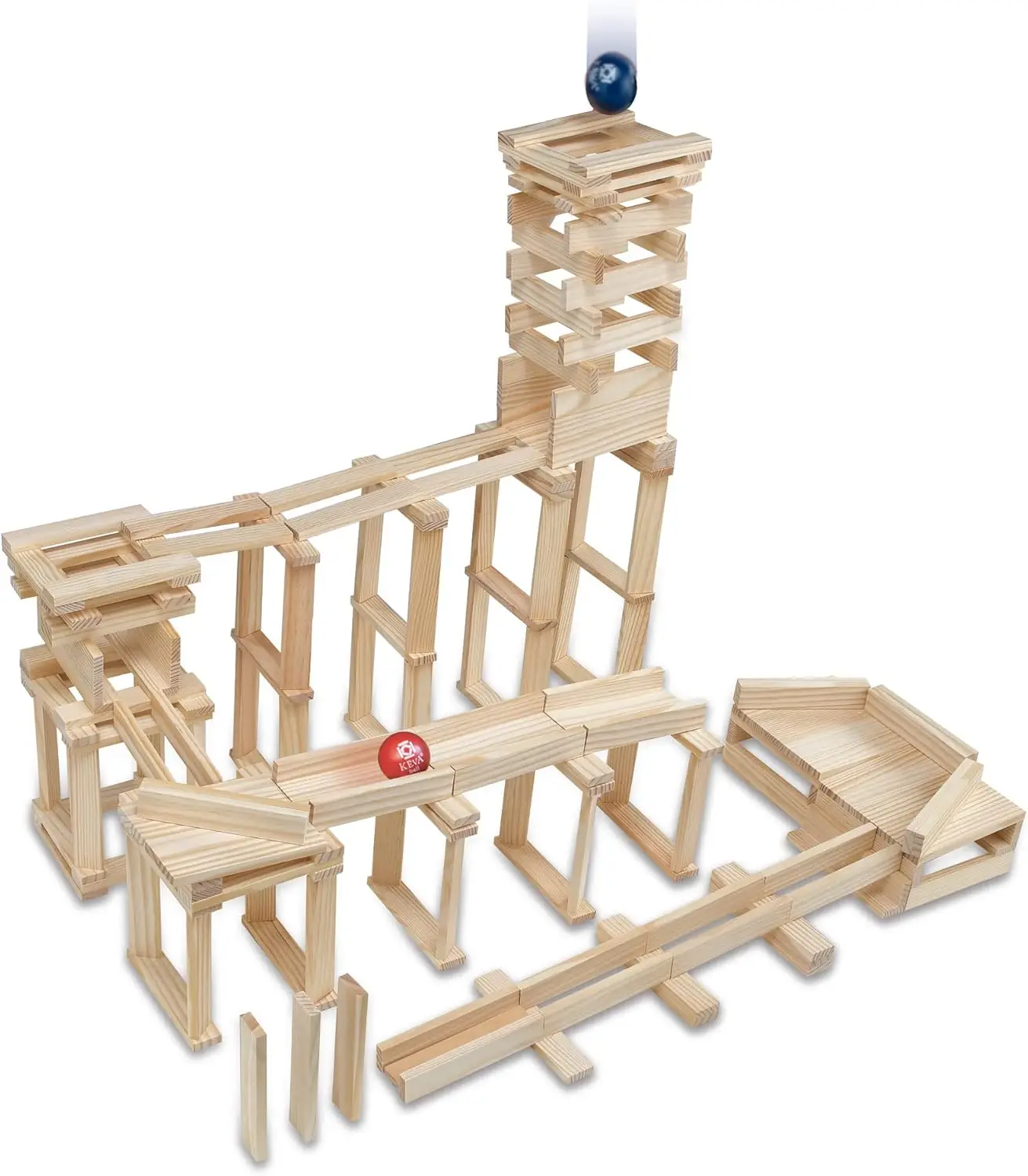 

Contraptions, Wooden Blocks Building Set, Marble Run Kit, Includes 2 Balls - 400 Planks