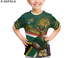 South Africa Rugby Go Springboks Kid  Children 3D Print Mesh Fiber T Shirt Top Summer Tee Men Streetwear Shorts Sleeve Sport-1