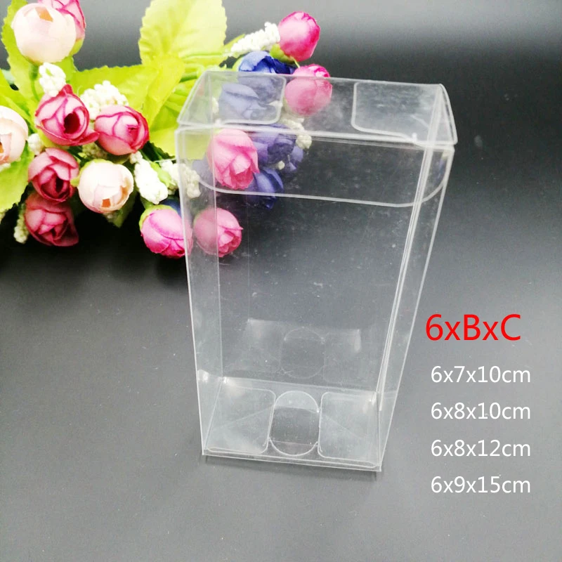 

100pcs 6xBxC Rectangle Transparent Candy Box PVC Clear Plastic Box Packaging Wedding Christmas Gift Boxes for Small Storage Boxs