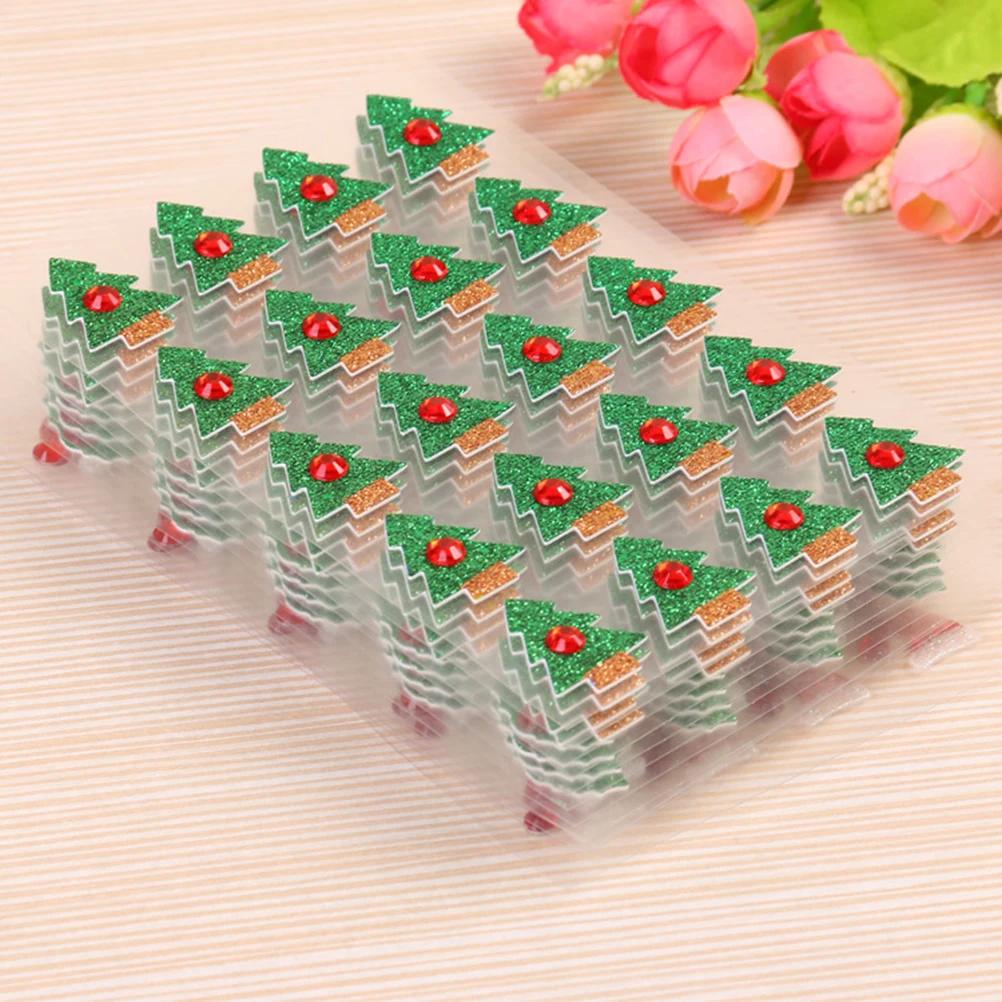 

10 Sheets/pack Christmas Decor DIY Stickers Glitter Decorative Flash Tree Green