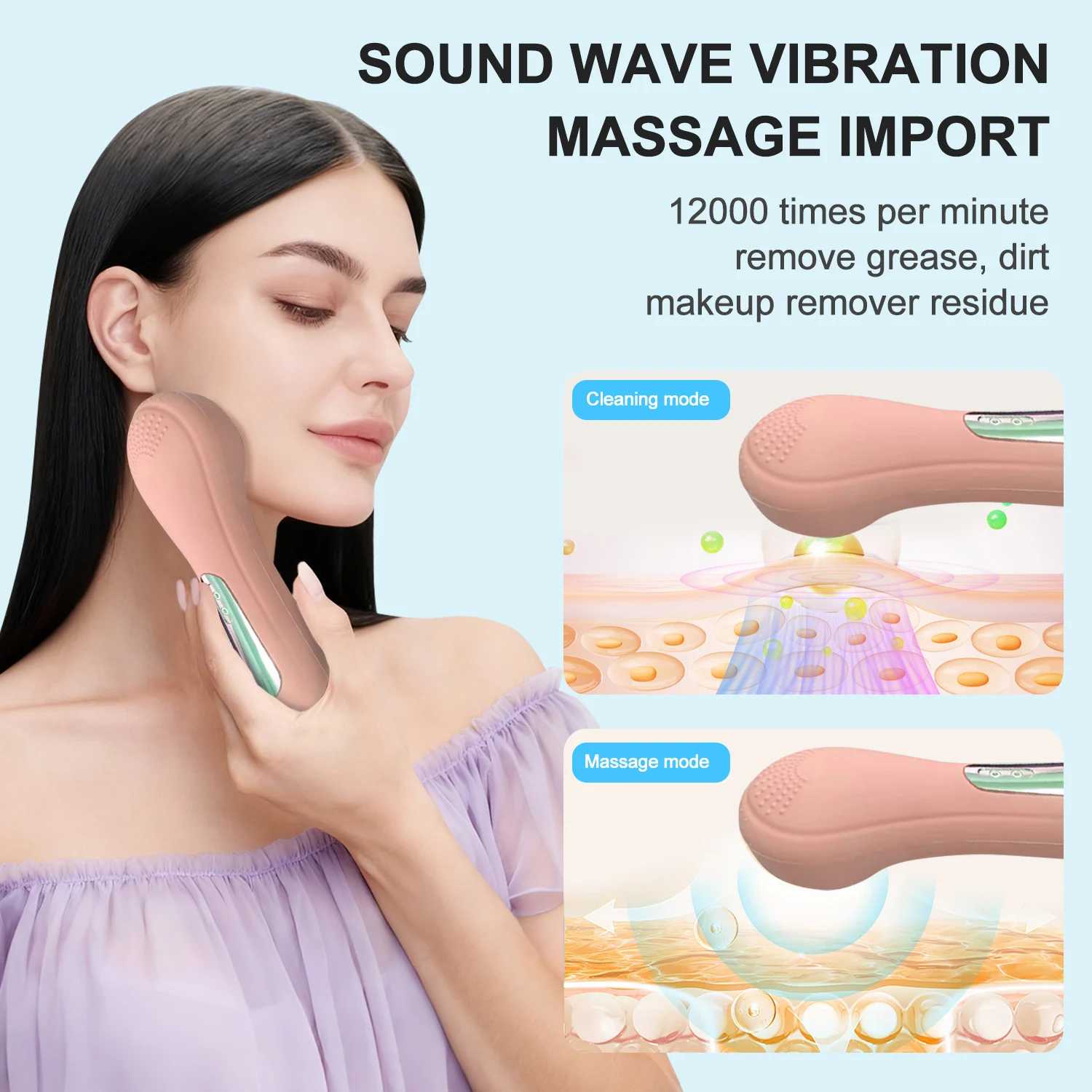 Nettoyage de la peau nettoyant par vibrations brosse de nettoyage du visage outil de nettoyage du visage électrique vibrant Silence Machine de nettoyage de lavage maison