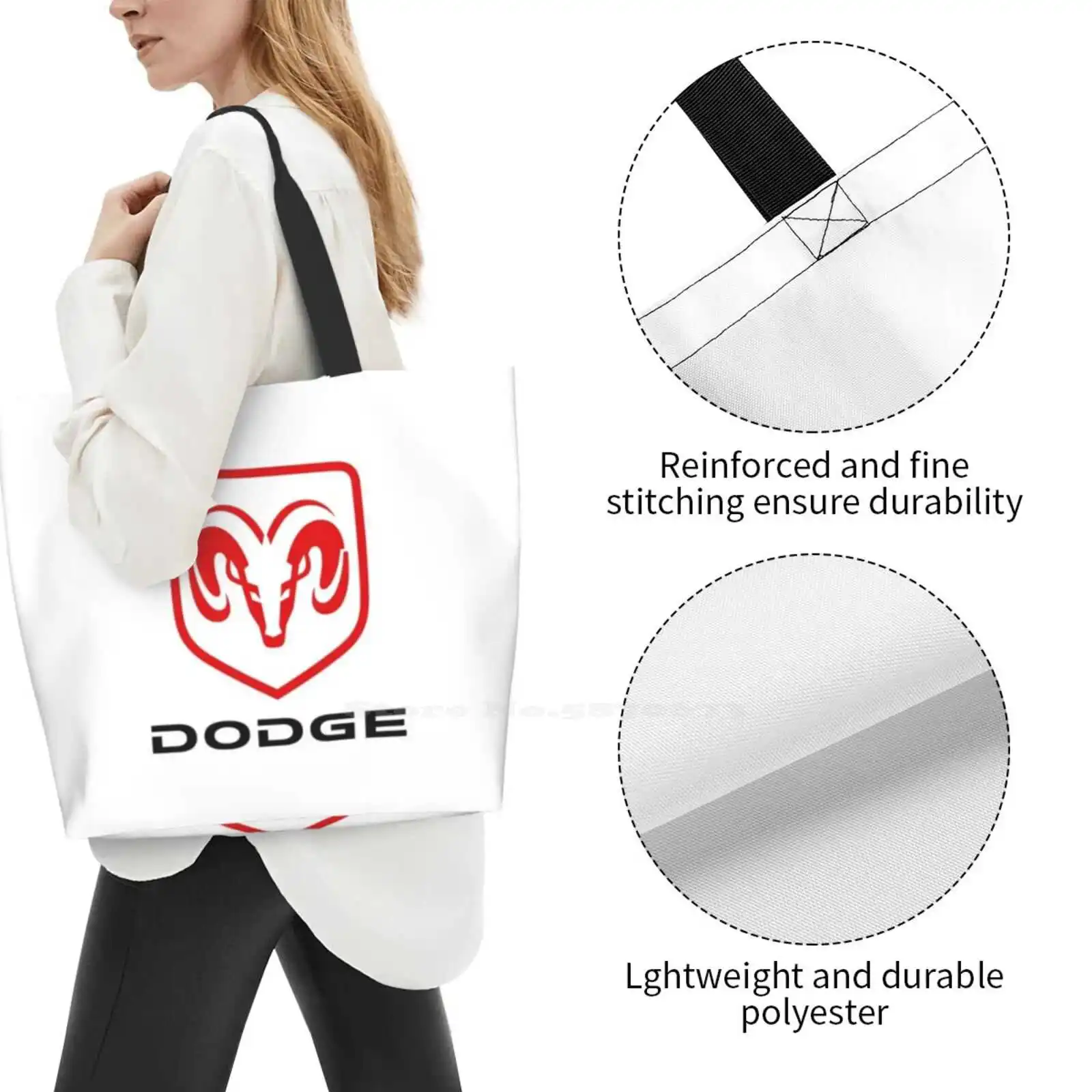 Dodge Casual Handbag Tote Bag Reusable Large Capacity Race Drag Race Power Turbo Car Charger Challenger Ram Viper