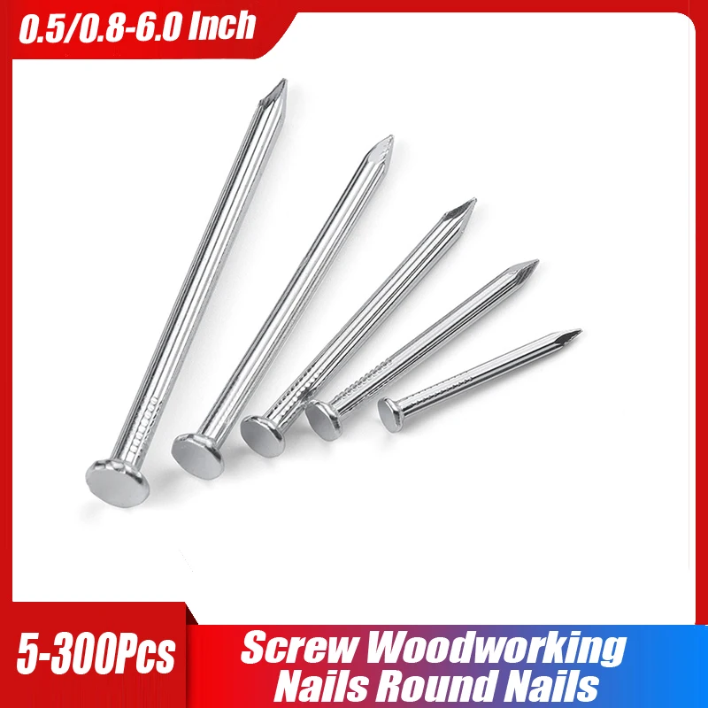 

304 Stainless Steel Screw Woodworking Nails Round Nails Cement Wall Nails Lengthened Small Nails Concrete Screw 0.5/0.8-6.0 Inch