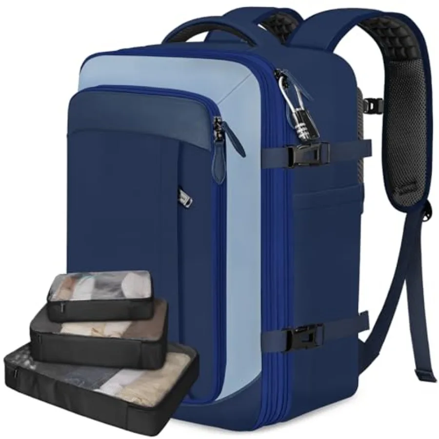 

Рюкзак для путешествий 40 л, одобренный для авиаперелетов, расширяемый, вместительный, с 3 органайзерами, подходит для ноутбука 17 дюймов.