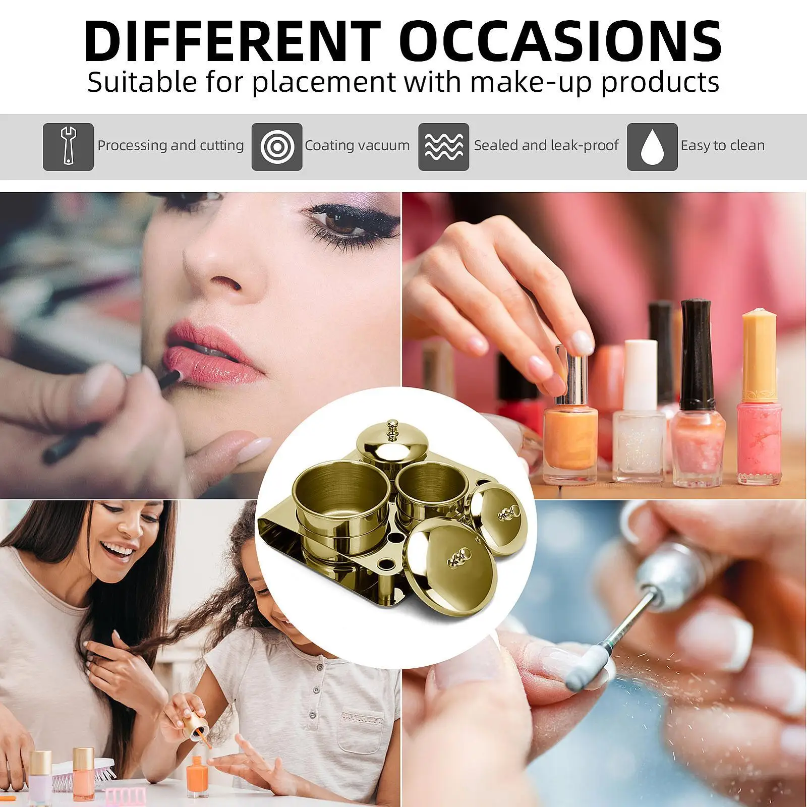 Plato Dappen para uñas, polvo líquido acrílico, plato Dappen, tazas de Metal, arte de uñas, 3 uds.