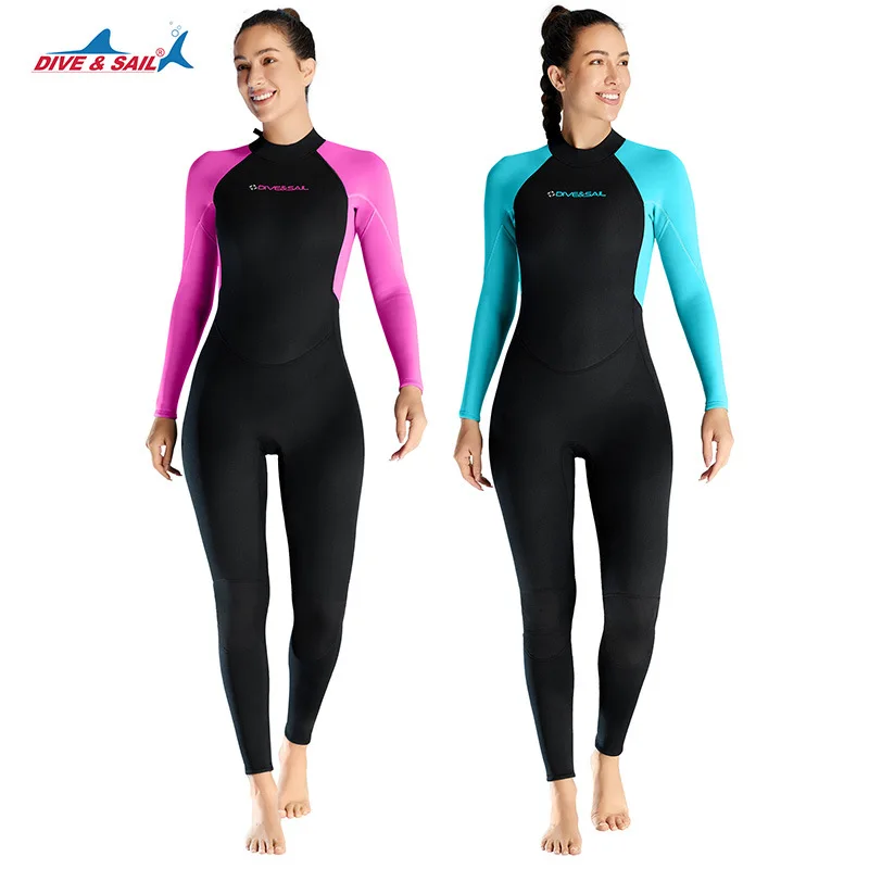 Restrain-free Wetsuit 3MM Thermal One-piece Long-sleeved Wetsuit Women's Large Size Snorkeling Jellyfish Cold-proof Surf Suit