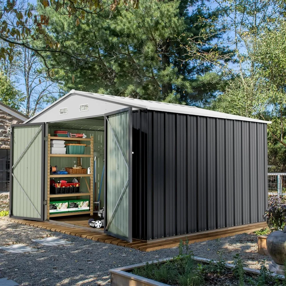 

8x10 FT Metal Outdoor Storage Shed, Single Lockable Door, for Patio, Lawn, Backyard (Garden & Tool Storage)