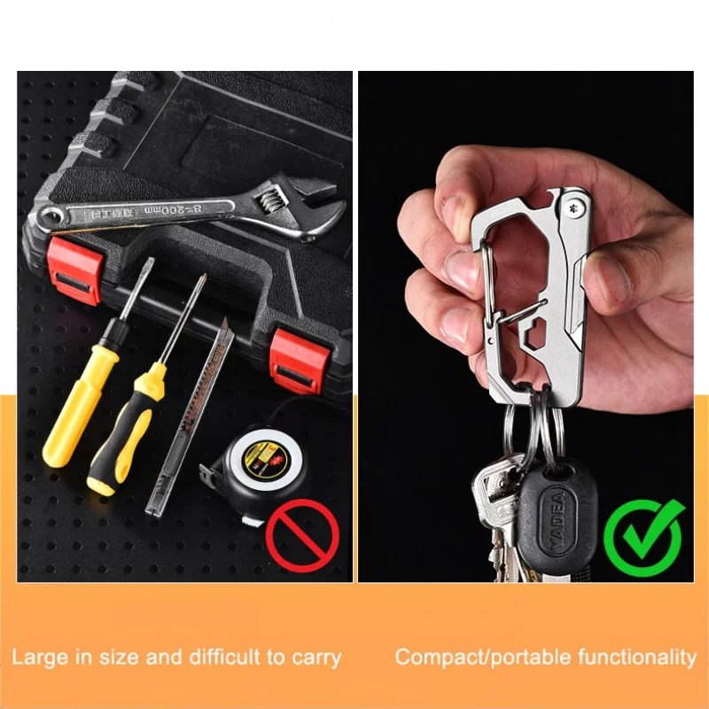 Titanium Alloy Folding Knife Multifunctional EDC Tool Portable Keychain Bottle Opener Hexagon Wrench Phillips Screwdriver Ruler