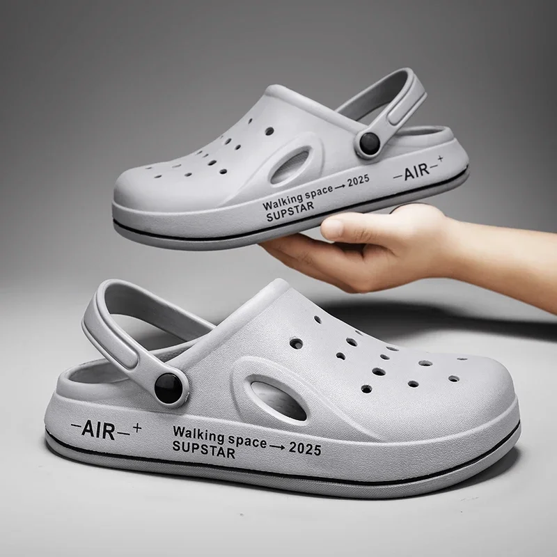 

Модные сандалии, непромокаемые тапочки, мужская обувь, летние уличные шлепанцы, садовая обувь на мягкой подошве, домашние сабо для кормления, сандалии